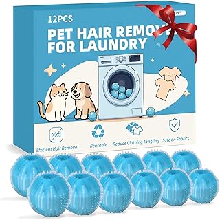 12 PCS Pet Hair Remover for Laundry, Reusable Dog & Cat Hair Remover for Laundry, Laundry Pet Hair Catcher for Clothes, Bedding, Won’t Damage Fabrics (Blue)