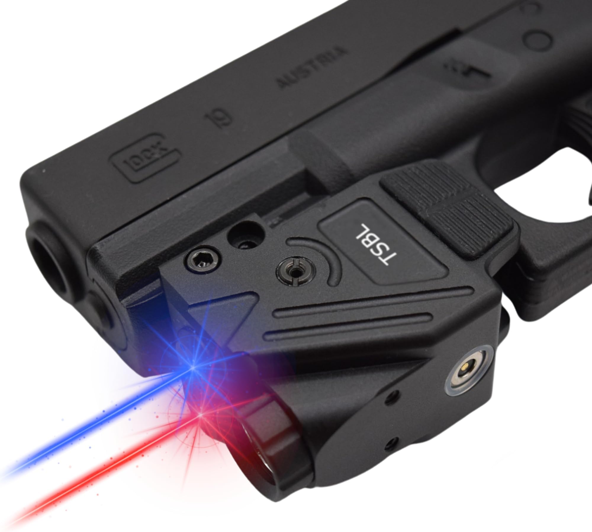Tactical TSB- TSBL - Circular Red & Classic Blue Laser with Rechargeable Type-C - Type USB Battery - Hard Anodized Aluminum - Handheld/Rail Mount Light & Dual Laser Class of IIIA, <5mW
