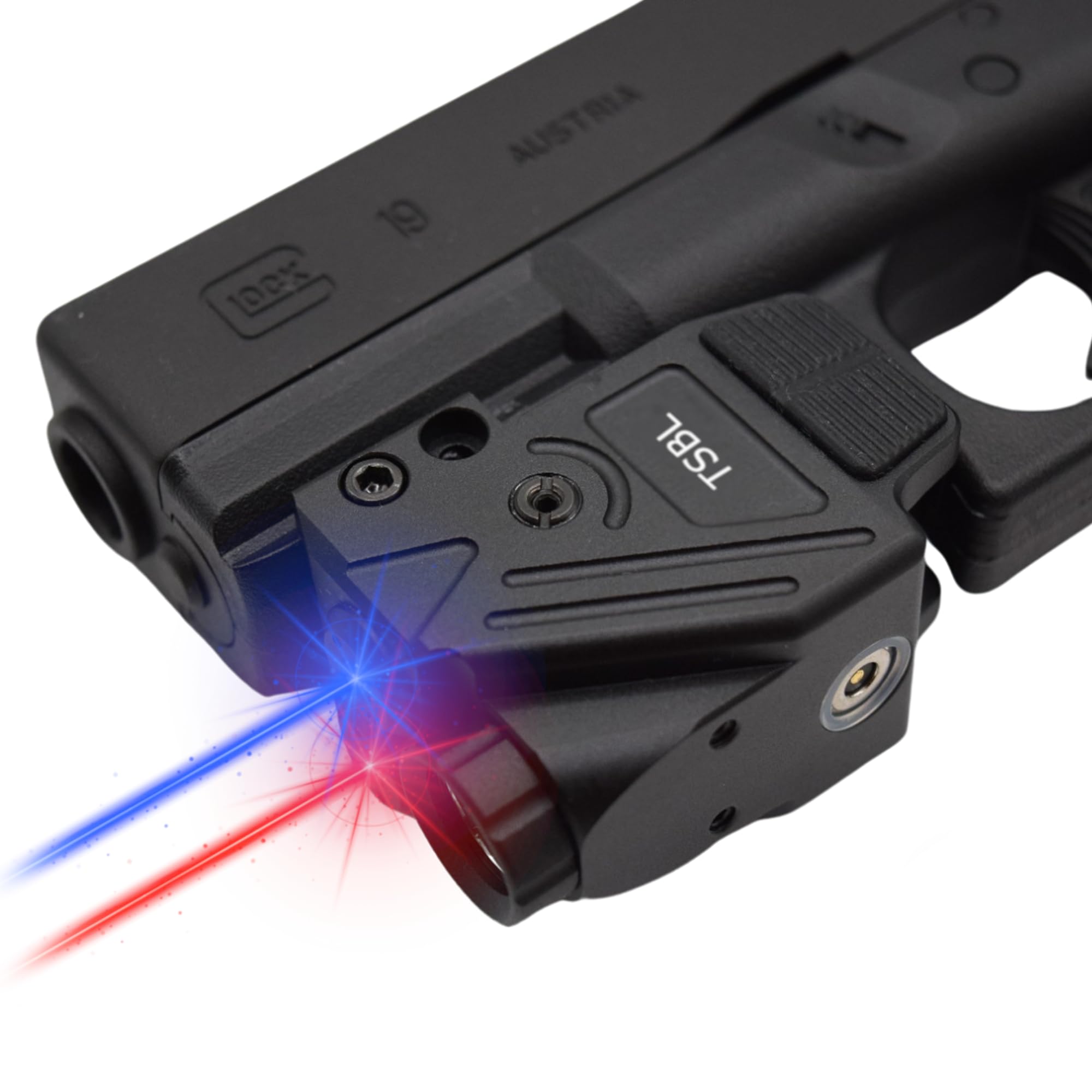 Tactical TSB- TSBL - Circular Red & Classic Blue Laser with Rechargeable Type-C - Type USB Battery - Hard Anodized Aluminum - Handheld/Rail Mount Light & Dual Laser Class of IIIA, <5mW