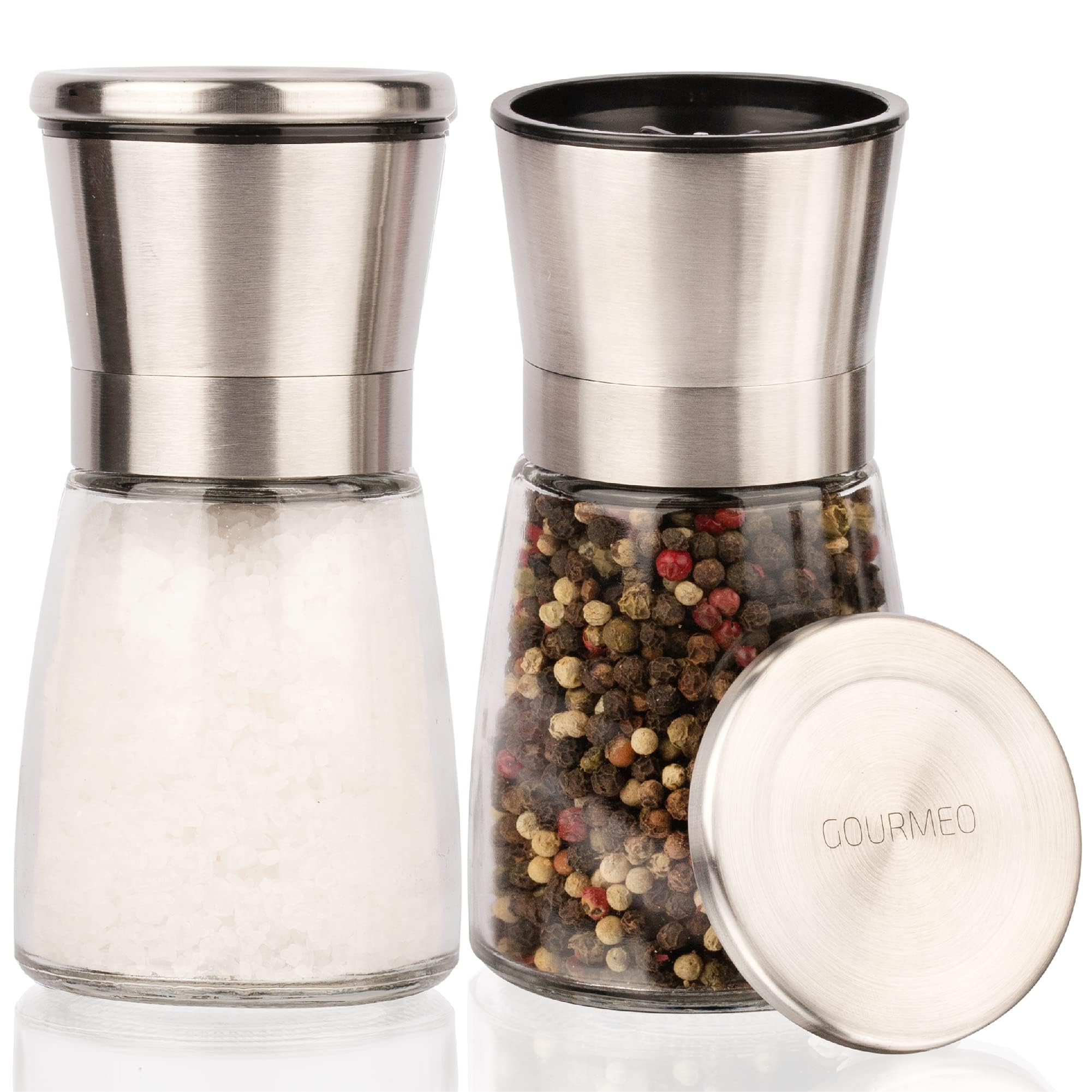 Lot De 2 Poivrières Manuelles En Céramique Et Verre - Moulins à Épices Réglables Pour Sel Et Poivre, Design Élégant Kitchen Gadgets