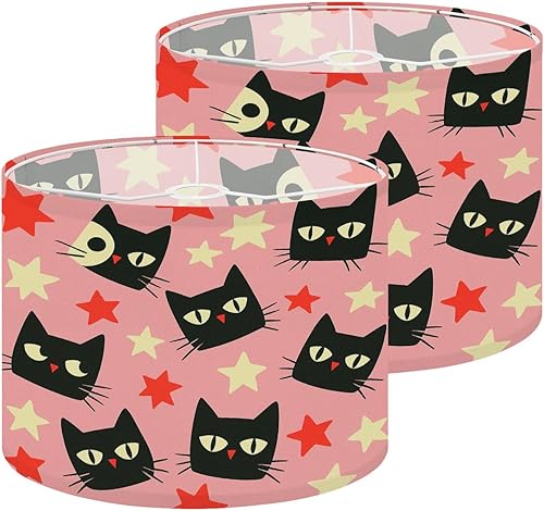 Miniatura 9 de Farmhouse Lampshades Lamp Shades set of 2 Cheerful Black Cats Bright Retro Futuristic Colors Light Shade for Table Lamps Floor Lamps Drum Lamp