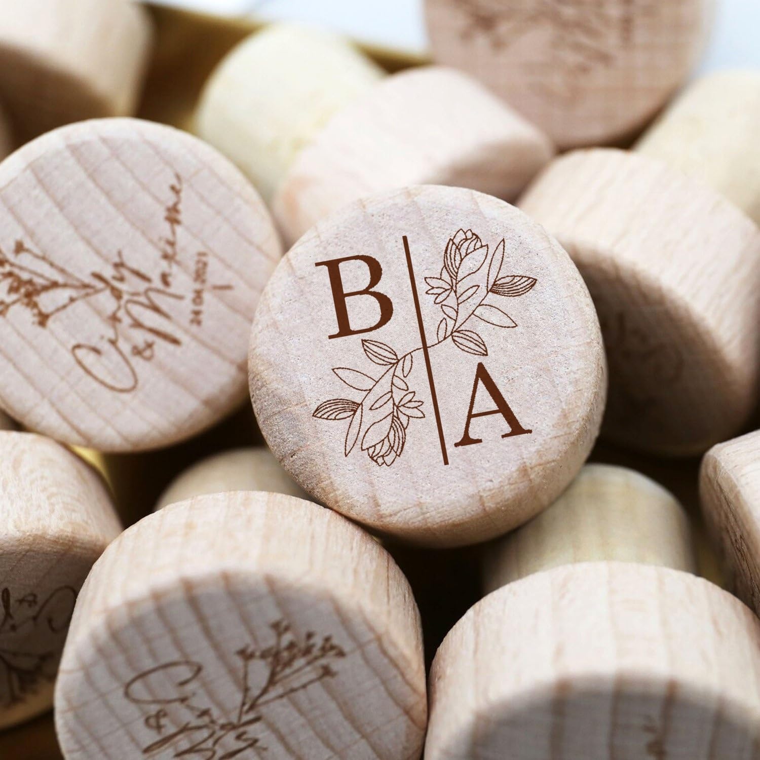 10/50/100 Stück Individuelle Weinkorken, Personalisierte Weinstopfen, Hochzeit, Babyparty, Party, Geschenk For Gäste, Champagner-Stecker, Weinkorken In Großen Mengen, Gravierter Flaschenkorken(100pcs)