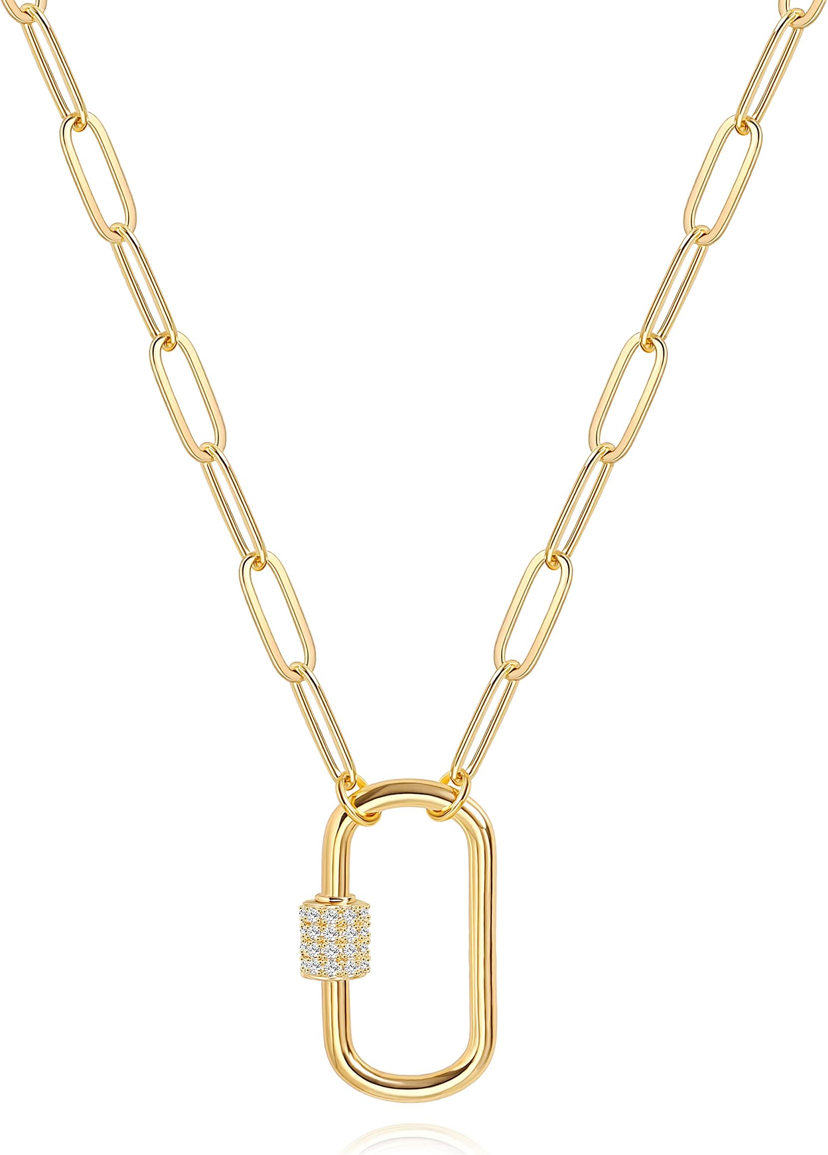 18K Gold Plated Moon Star Lion Evil Eye Love Heart Cross Pendant Necklace Medallion Paperclip Chian Choker Layering Jewery for Women