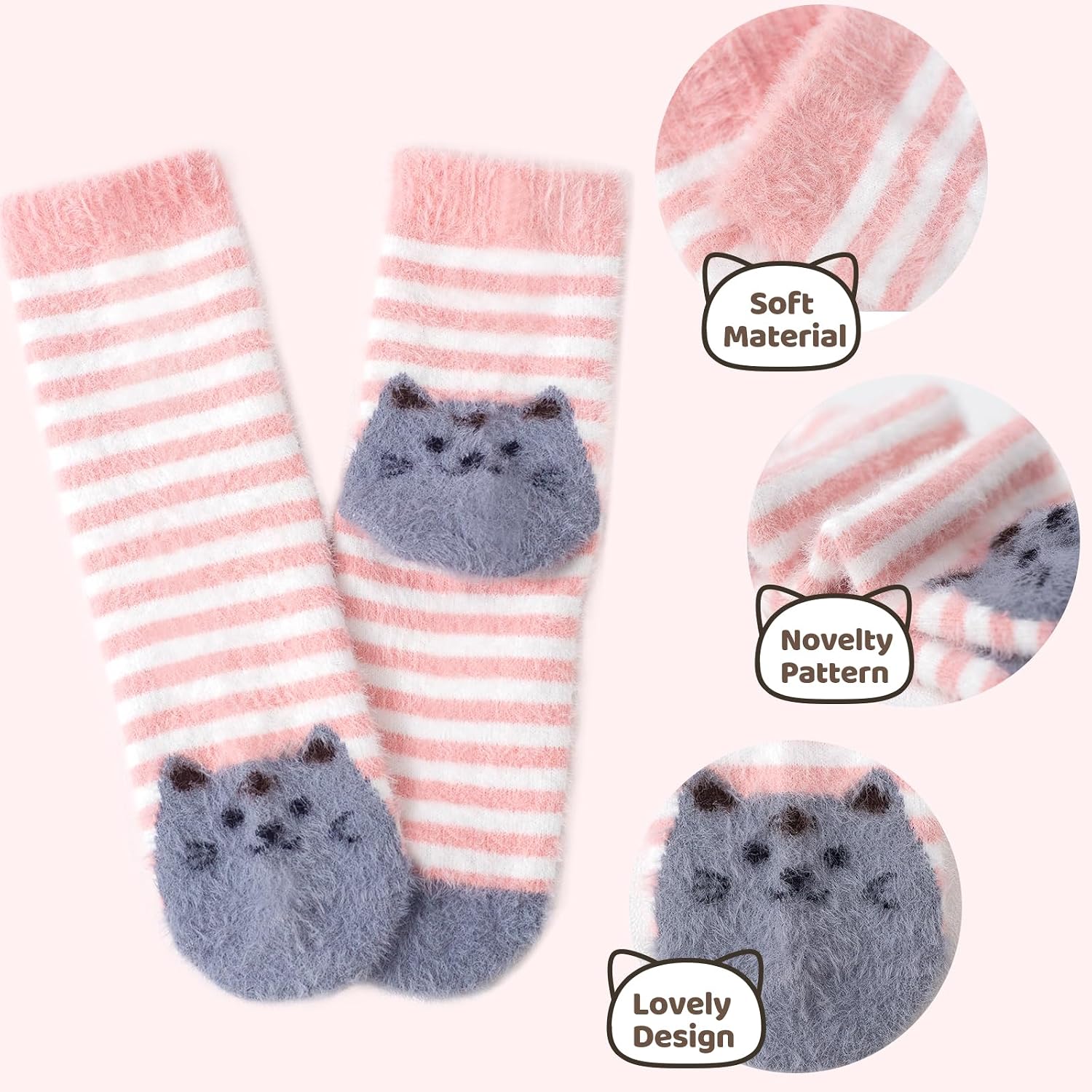 SISOSOCK 5 Pairs Fuzzy Soft Cozy Comfortable Socks for Women, Casual Sleep Comfy Socks, Perfect Warm Winter Gifts for Women thumbnail