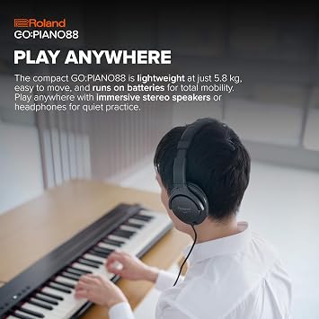 Roland GO:PIANO88 | Entry-Level Portable 88-Note Digital Piano | Premium Performance | Lightweight Design | Powerful Learning Features | Battery-Powered Operation | Bluetooth & MIDI Connectivity