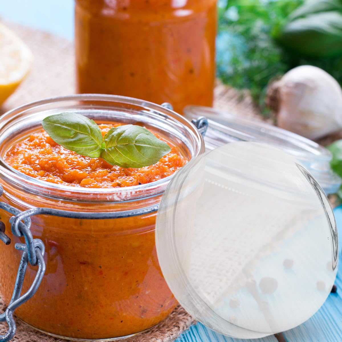 4 Stück Glasgewichte zum Fermentieren mit Griffen Stabilem Druck und Einfachem Reinigen für Breite Einmachgläser und Kimchi in Küchen und Restaurants