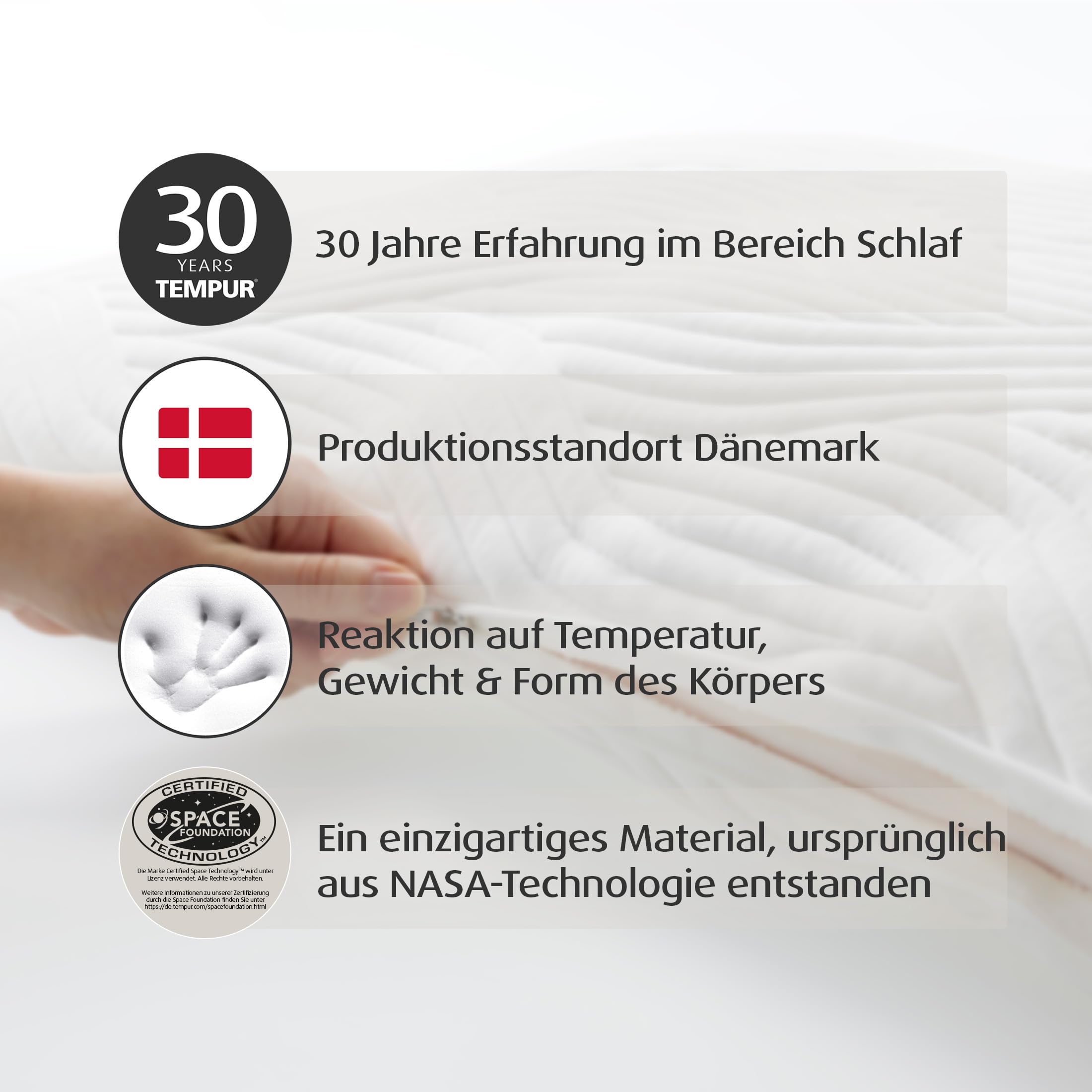 TEMPUR Comfort Medium Schlafkissen, Liegegefühl mittelfest, 40 x 80 cm | Klassisches Kissen für alle Schlafpositionen, waschbarer Bezug, OEKO-TEX MADE IN GREEN