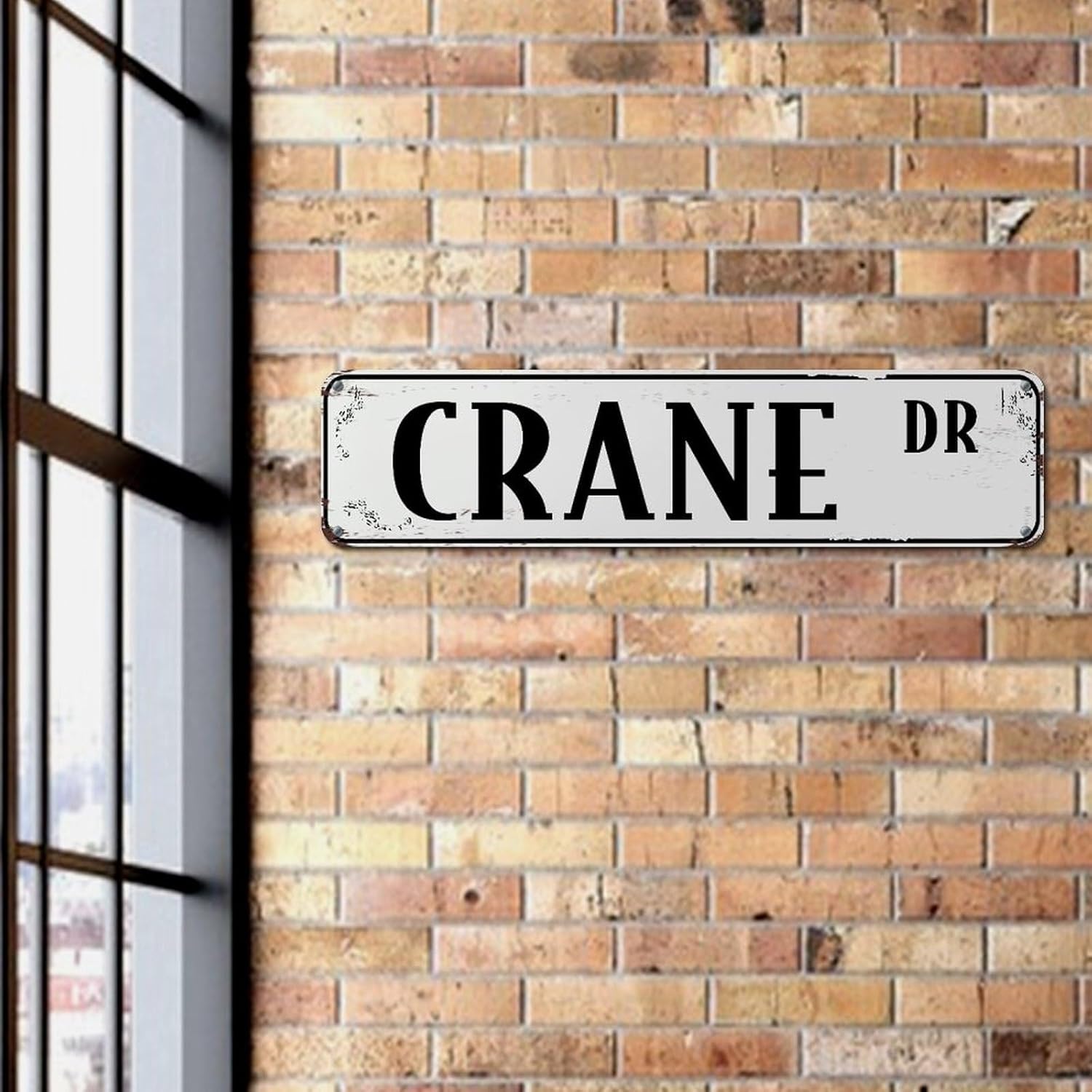 Crane Vintage Aluminum Street Metal Sign Rustic Metal Tin Signs Wall Art for Indoor Outdoor Road Countryside Garden Decor Hanging Print Poster 6x24in