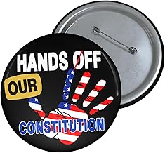 Hands Off Button Pin – Protest Political Badge for Civil Rights, Constitution, Unions, Schools, LGBTQ, Bodies, Democracy – 1.25", 2.25", 3" Sizes – Patriotic Anti-Oppression Lapel Pin