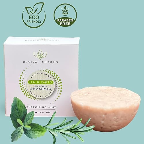 Miniatura 5 de Barra de champú clarificante, 3oz, con aceite de ricino, menta energizante