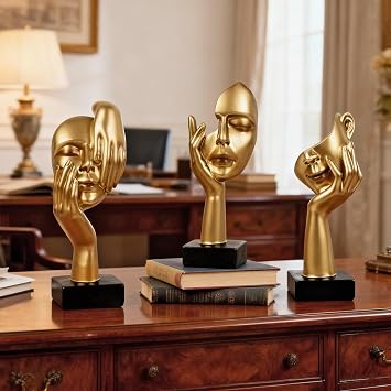 3 Pcs Thinker Statue,Modern Home Sculptures,Figurine for Bookshelf