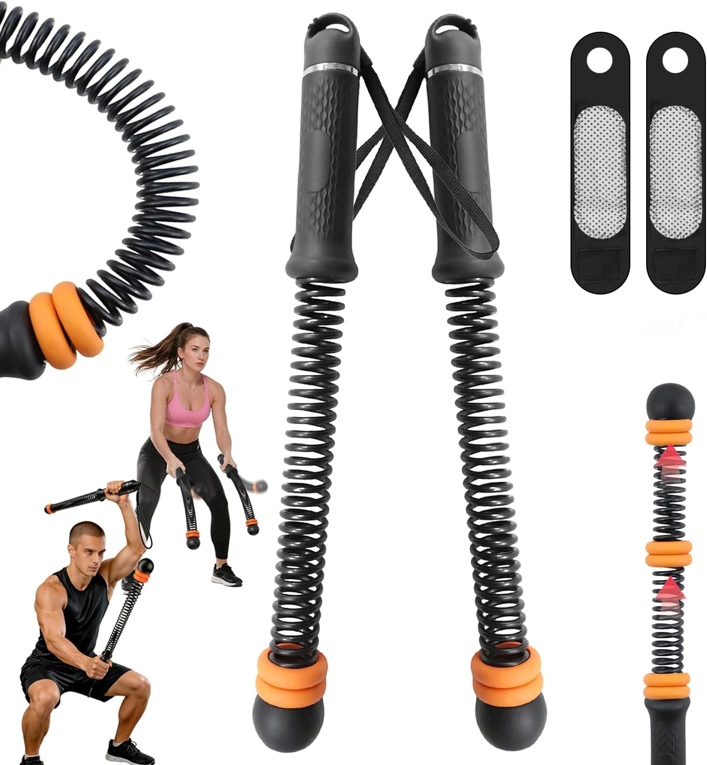 Cordless Battle Ropes – Adjustable Cordless Training Rope with Wrist Wraps, Heavy Duty Battle Ropes for Home Gym HIIT & Full Body Strength Training Men Women