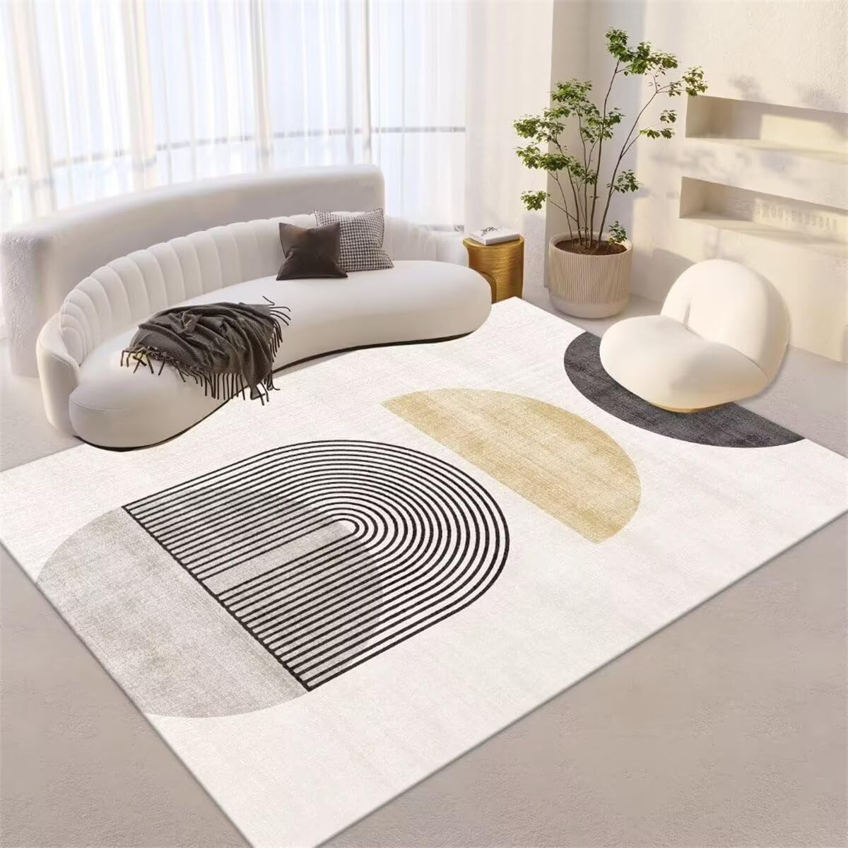 Tapis enfant fille gris et jaune moderne de 160x200cm pour chambre cocooning