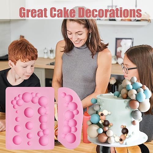 Miniatura 5 de Molde de fondant de perlas 3D, 2 unidades, moldes de silicona de chocolate semiesferas para decoración de pasteles, dulces, azúcar, cupcakes,