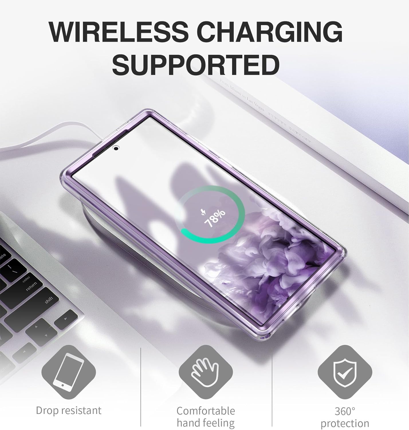 SURITCH for Samsung Galaxy S23 Ultra Case, [Built-in Screen Protector] [Dual-Layer Protection ] Full Protection Shockproof Rugged Bumper Phone Cover for Samsung S23 Ultra 6.8 Inch - Pure Purple - Image 7