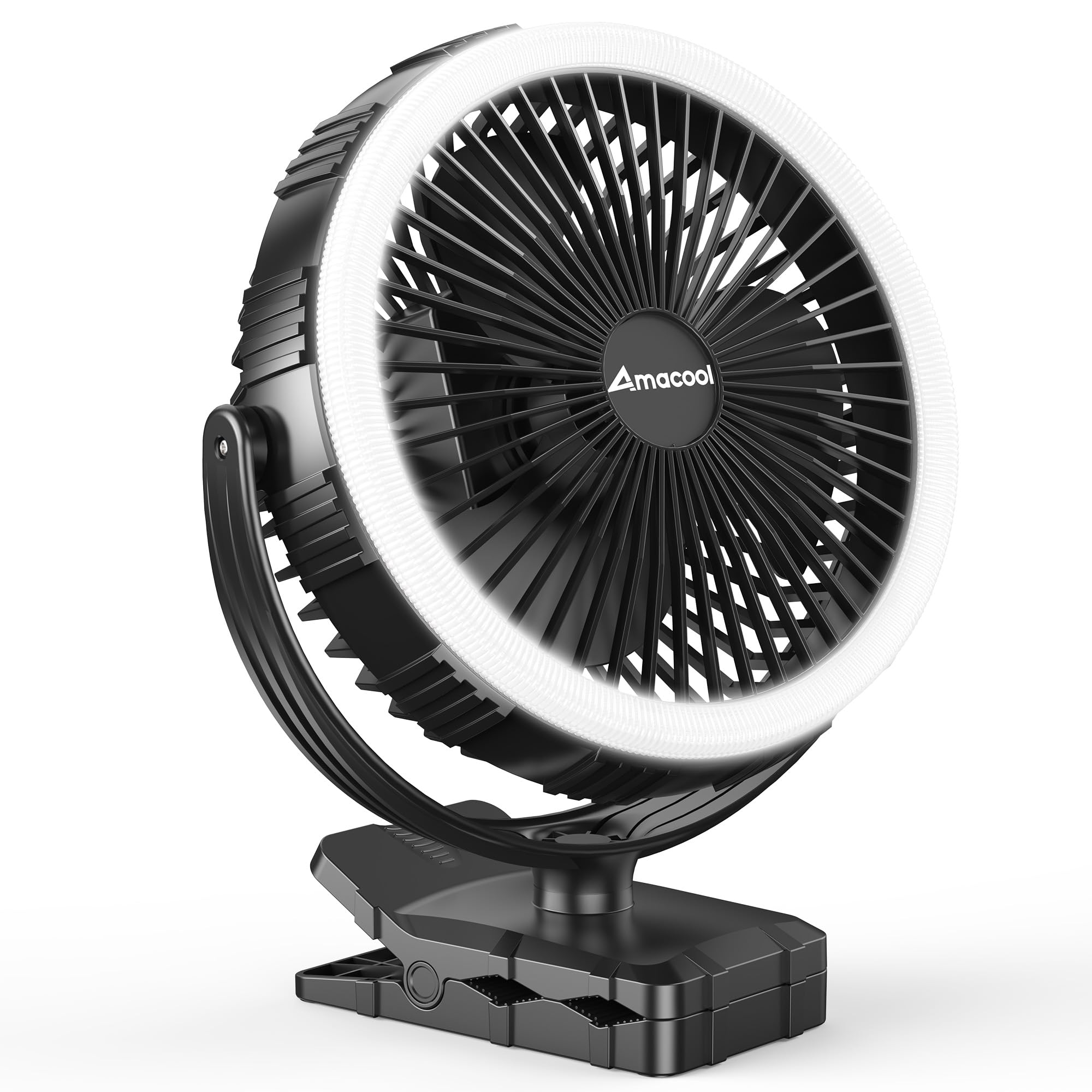 AMACOOL 10000mAh Rechargeable Camping Fan with LED Lantern - 8 inch Battery Operated Portable Fan with Clip on for Outdoor Tent Car RV Hurricane Power OutageGlobal Recycled StandardGlobal Recycled StandardGlobal Recycled Standard