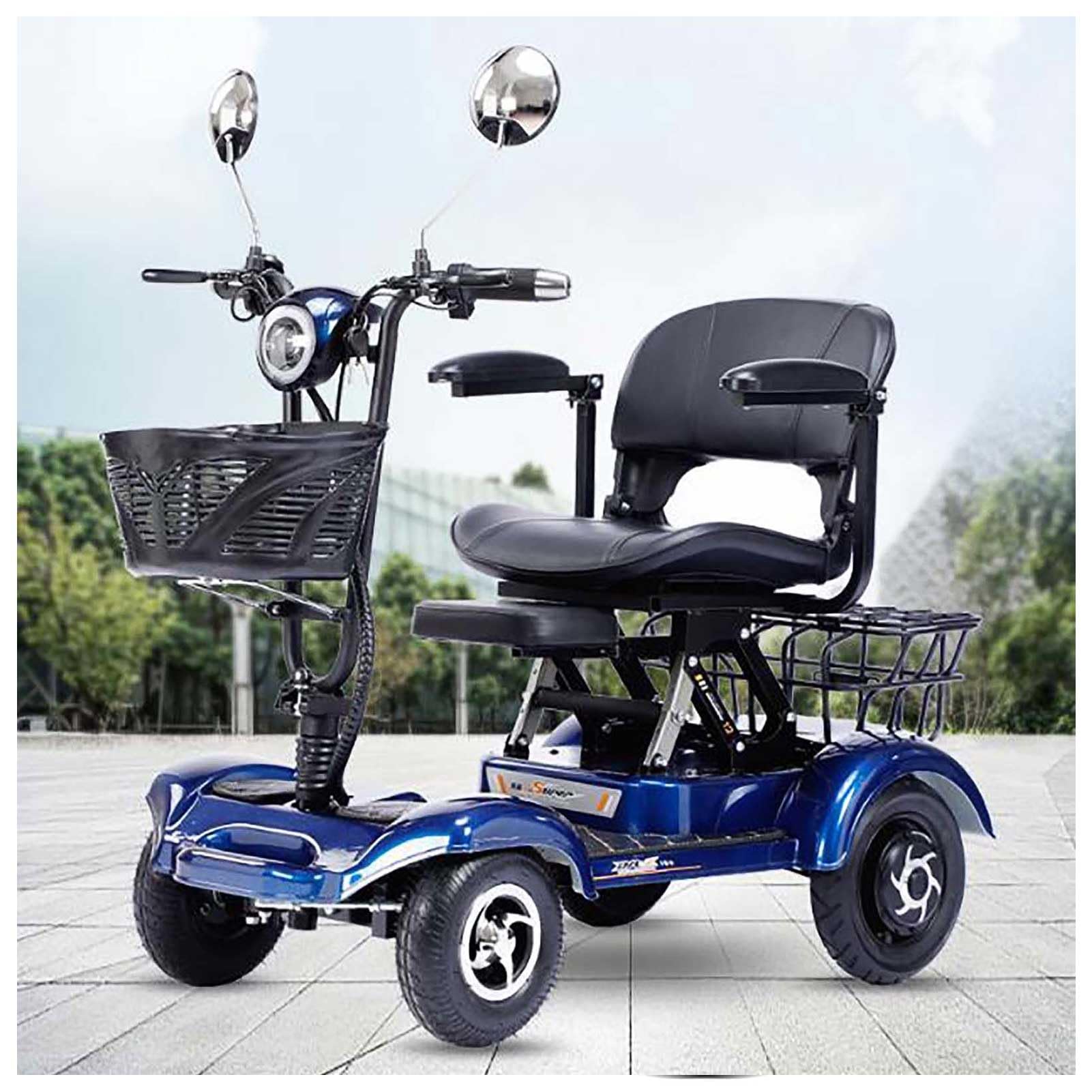 Scooter de mobilité à 4 roues pour adultes avec éclairage LED complet et scooter de mobilité à deux places, capacité : 48V/20A, charge : 200kg(440lb)
