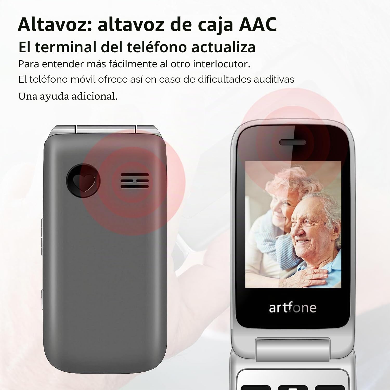 artfone F30 Gris Plateado- 4G LTE Teléfono móvil de Tapa para Mayores丨Botones y Teclas Grandes丨Teléfono móvil para Ancianos de Pantalla 2,4" 丨Base de Carga丨Botón SOS丨Bateria 1300mAh丨Radio FM丨Bluetooth