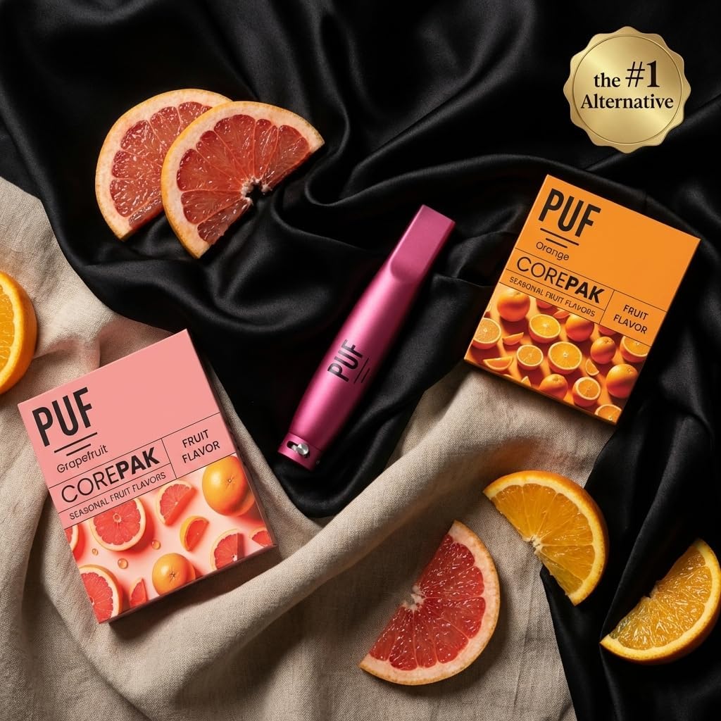 PUF Multi-Flavor Air Cores – Adjustable Airflow Hot Pink for a Customizable Breathing Experience – Grapefruit Orange Mix Pack with Multiple CorePaks (8 Cores Total, 4 of Each Flavor)
