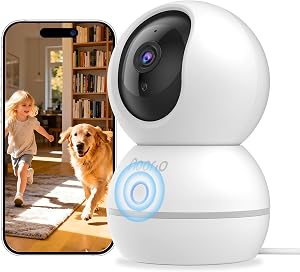 Noorio 2K 4MP Pan/Tilt Indoor Security Camera, Two-Way Audio, HD Night Vision, AI Human Detection, Auto-Tracking & One-Click Call, 2.4G WiFi, Baby & Pet Monitor, CS201