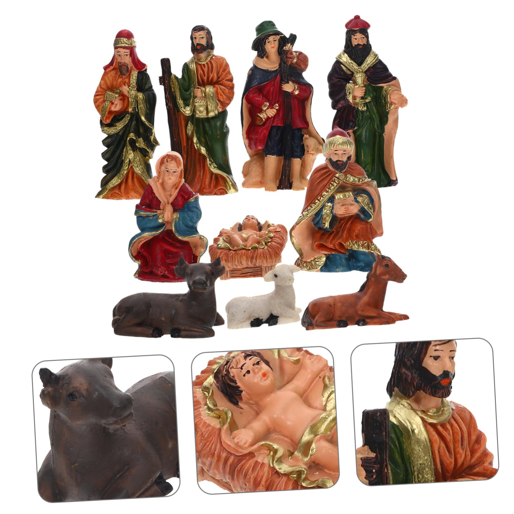 Figuras Natividad Conjunto De Resina Decoración Navideña para Portal De Belén Incluye Personaje De Jesús