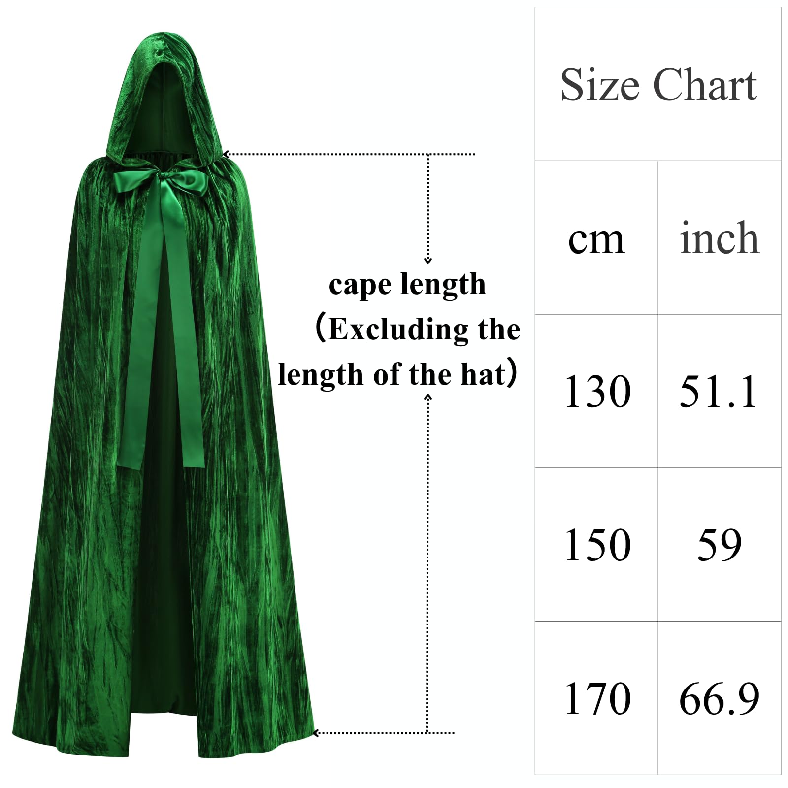 HAPNBCELE Womens Velvet Cape Hooded Cloak - Image 3