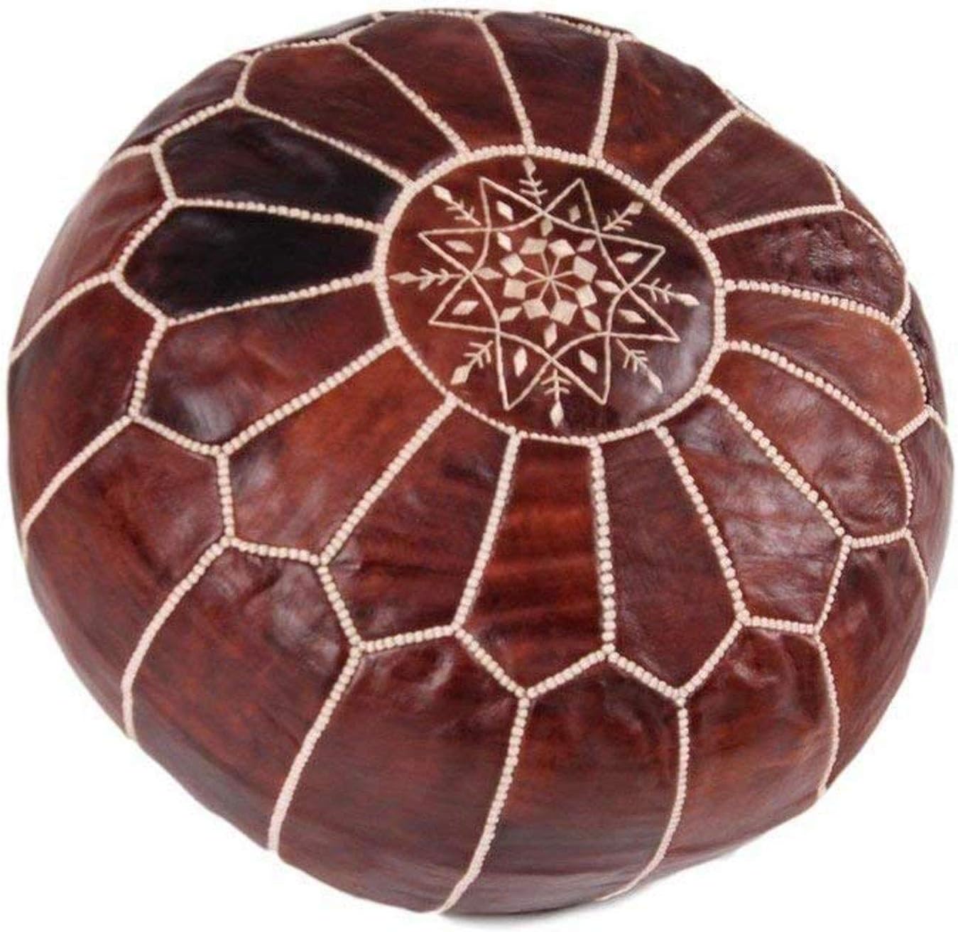ArtOuarzazate Premium Handmade Dark Brown Tobacco poufs Moroccan Leather Pouf,Ottoman Footstool Hassock 100% Real Natural Leather pouffe,Home Gifts, Wedding Gifts, Foot Stool