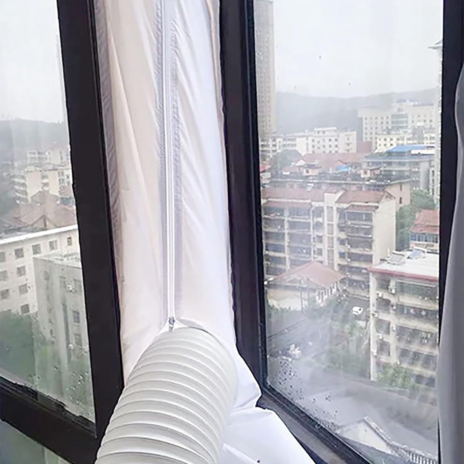 Window Seal for Portable Air Conditioner Casement Window, Window Seal for AC Unit, Sealing AC Vent with Zip Waterproof AC Window vent kit for Crank Windows (300CM)