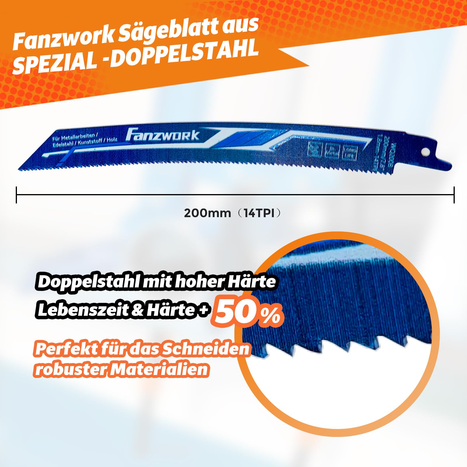 FANZWORK - Sierra de sable eléctrica de 1100 W, 0-2500 spm, LED, incluye hoja de sierra con cable de 4 m, para madera, metal y plástico, cambio de hoja sin herramientas