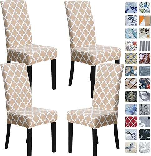 Miniatura 10 de SPRINGRICO Fundas para sillas de comedor, paquete de 6, fundas elásticas para sillas de comedor, de elastano, lavables, fundas para sillas Parsons