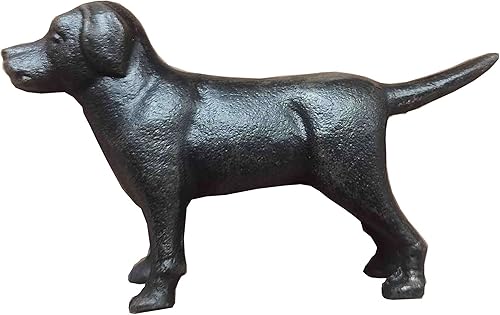 First of a Kind Estatuas de perro labrador de hierro fundido, vintage, antigua de mesa, linda figura de labrador, regalos coleccionables en negro,