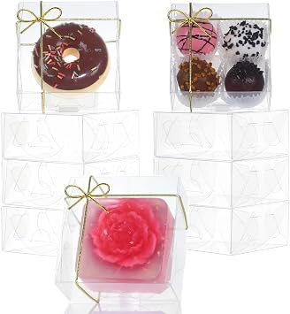 3.3 "X3.3"X1.5" 100 PCS علب الكمأة الشوكولاته واضحة لملفات تعريف الارتباط، والصابون، والكعك، معكرون، مخبز صغير، براونيز