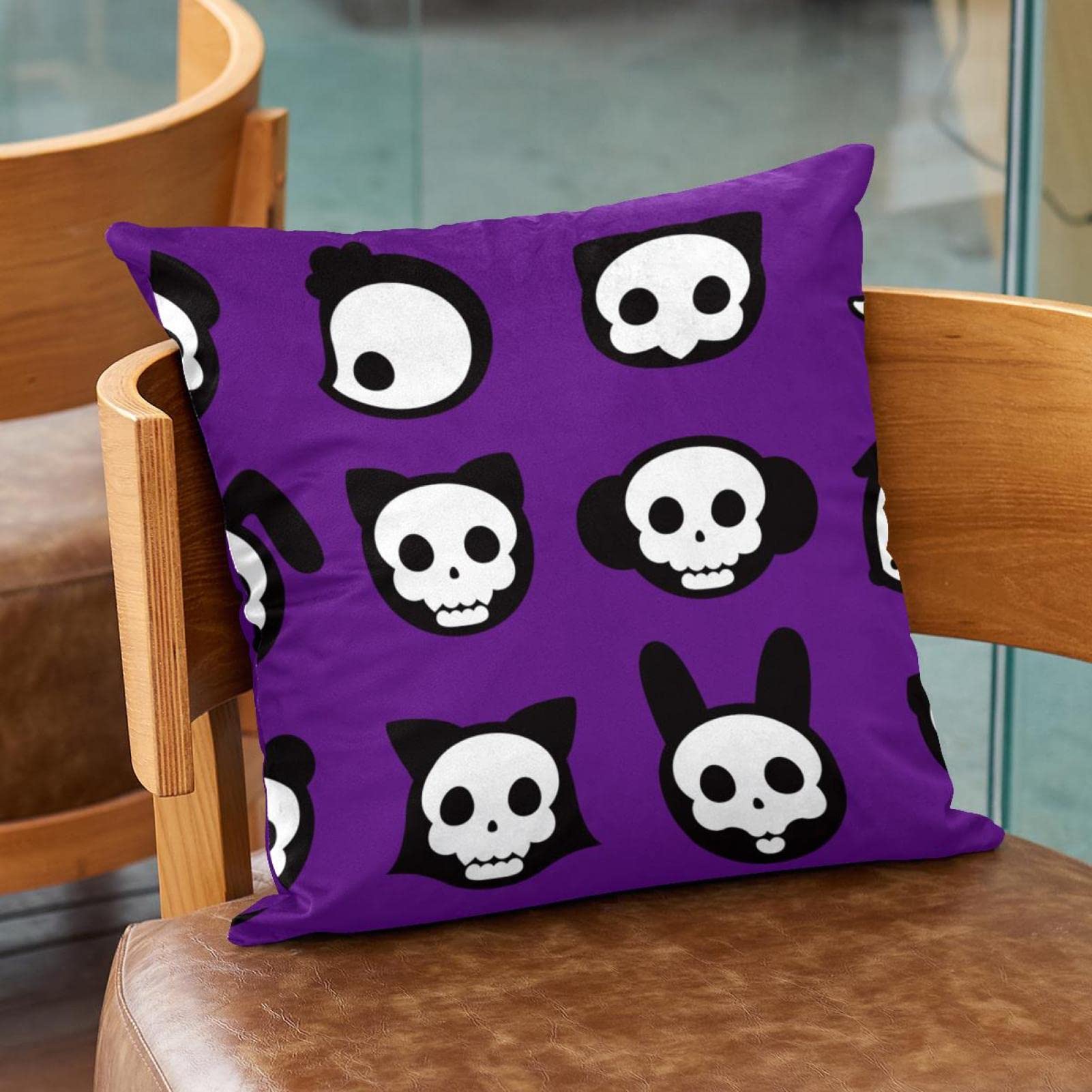 Loussiesd Set di 2 federe reversibili per cuscini quadrati con motivo a strisce nere celesti, per letto, divano, divano, arte astratta, decorazione per la casa geometrica 50 x 50 cm