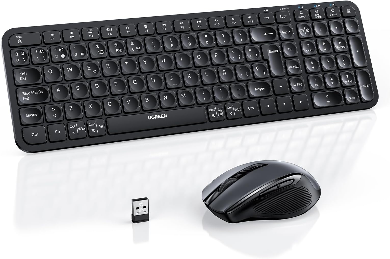 Kit Tastiera E Mouse Wireless Tellur Green, 2,4 GHz, Ricevitore Nano Crema 241995 - Foto 5