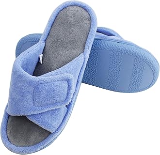 MagtoeAdjustable Open Toe House Slippers for Women Memory Foam Indoor Slip on Slides Sandals Lady Home Shoes for Air Conditioning Room,Spa,Bedroom,All Seasons