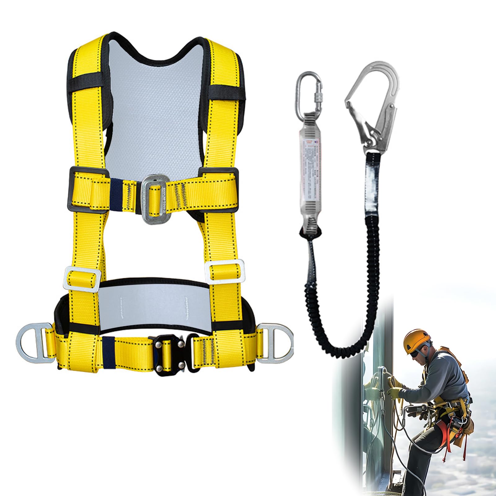 Imbracatura di Sicurezza Anticaduta, Imbracatura Anticaduta con Spallaccio Staccabile Carico 90 kg, Ergonomica Regolabile Imbrago per il servizio di soccorso alpino all'aperto