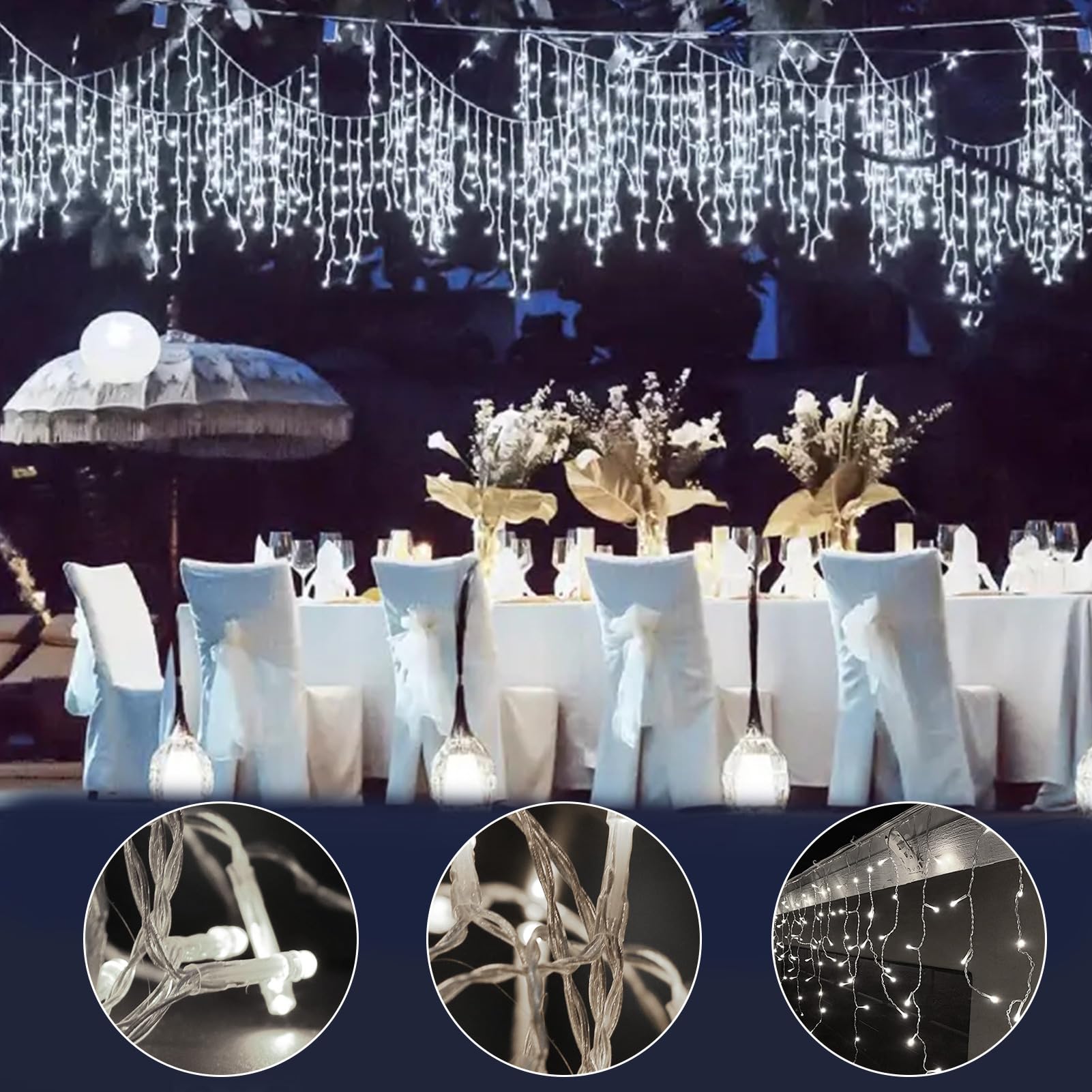 WOWDSGN LED Eisregen Lichterkette 20m 605LED - Außen Weihnachtsdeko Mit Timer IP44