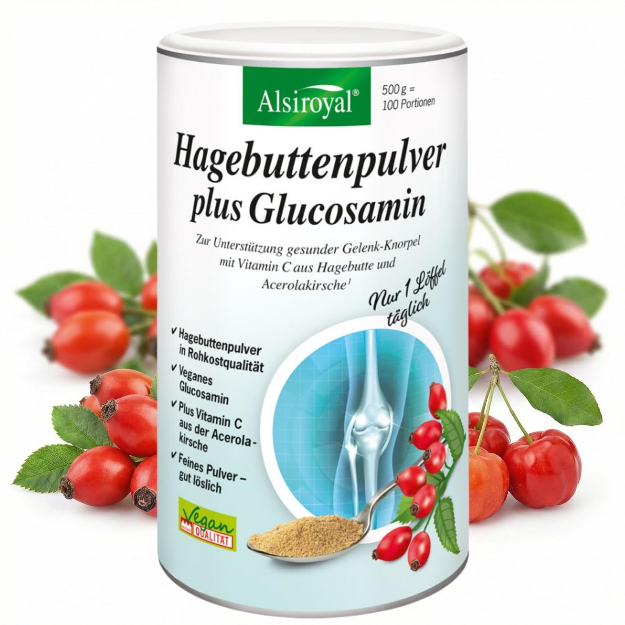 Alsiroyal Gelenk-Knorpel Aktiv – mit MSM 2.525mg, veganem Glucosamin & Vitamin C aus Hagebutte & Acerolakirsche