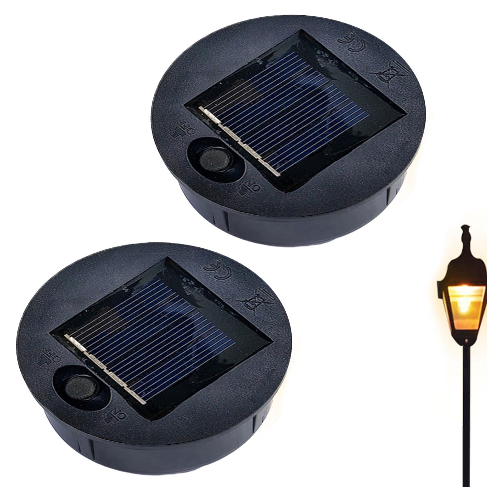 Replacement Solar Panels for Garden Lights, 2 Solar Lights Replacement Top Replacement Part, 7/10CM LED Solar Lantern Light Lamp Lids for Outdoor Gardens