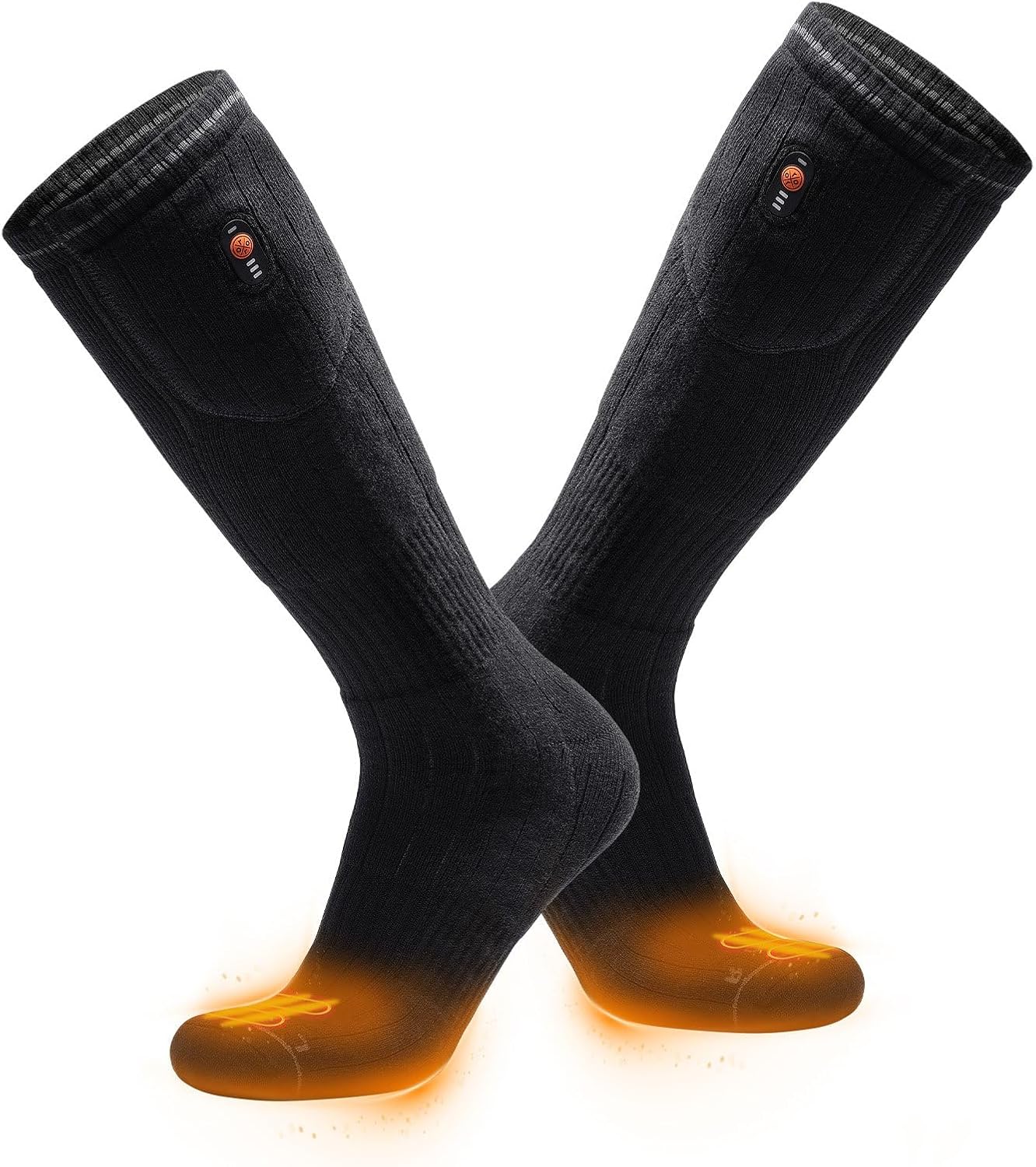 ORORO Heated Socks with Wool-Blend Fabric, Electric Foot Warmer with Toe and Sole Heating, Battery Powered Socks