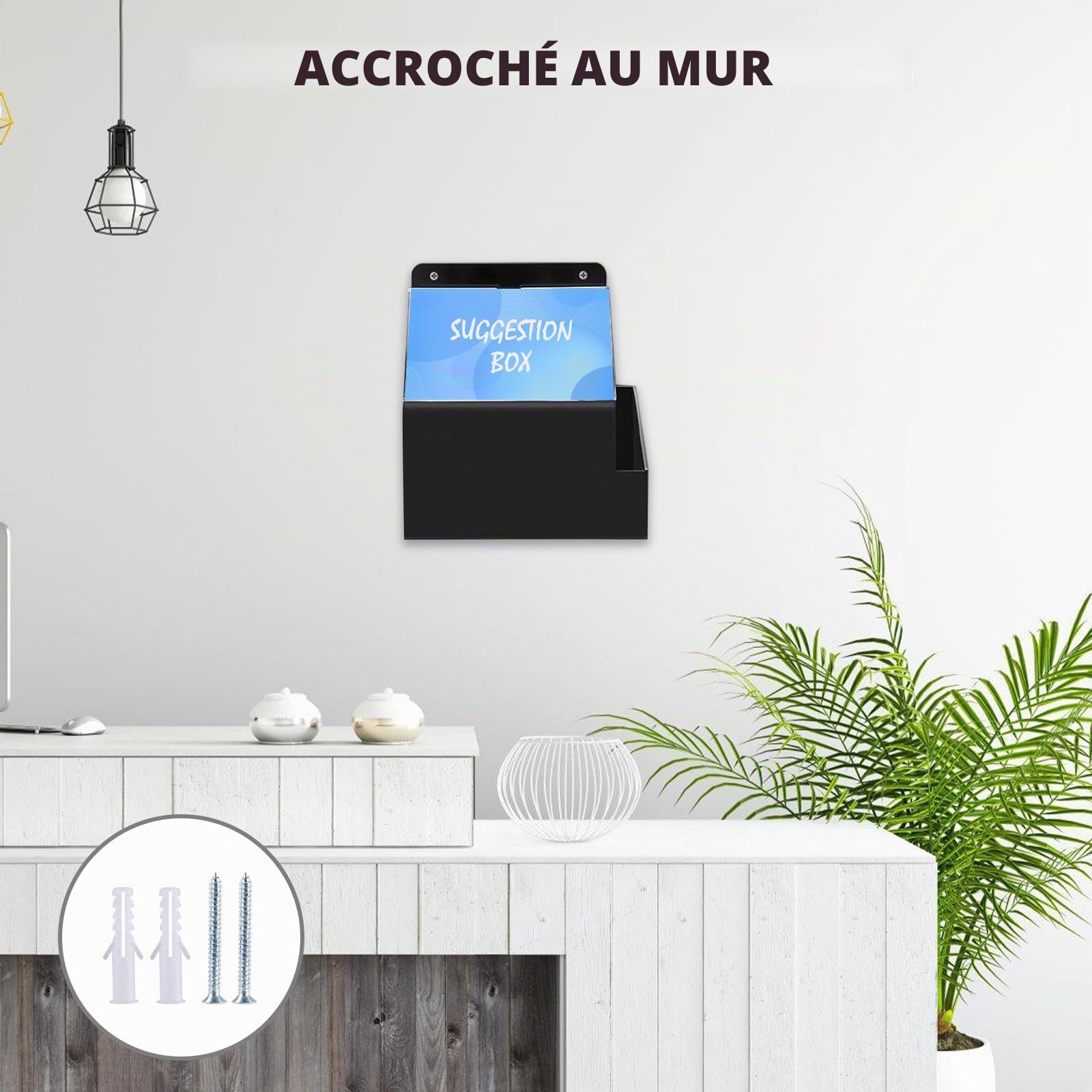 Boîte de Dons,Boîte à Suggestions,Boîtes de Commentaires avec Serrure pour Vote, Organisation Caritative, Concours