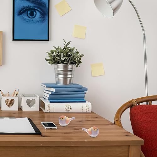 Miniatura 4 de ARTIBETTER Decoración de la habitación, decoración del hogar, figura de pájaro de madera, estatua de jardín de pájaros, figura de gorrión tallada,