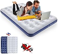 Vista 9 de Colchón de Aire para Acampar Cama de Aire Inflable Superficie Afelpada Cama de Viaje Almohadilla para Dormir Cama de Aire para Acampar al Aire Libre