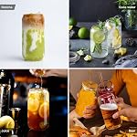 20oz Glass Cups with Lids and Straws Set of 6 – Large Iced Coffee Tumblers for Couples, Families, or Friends – Reusable Drinkware for Brunch, Home Gatherings, and Holiday Gifting