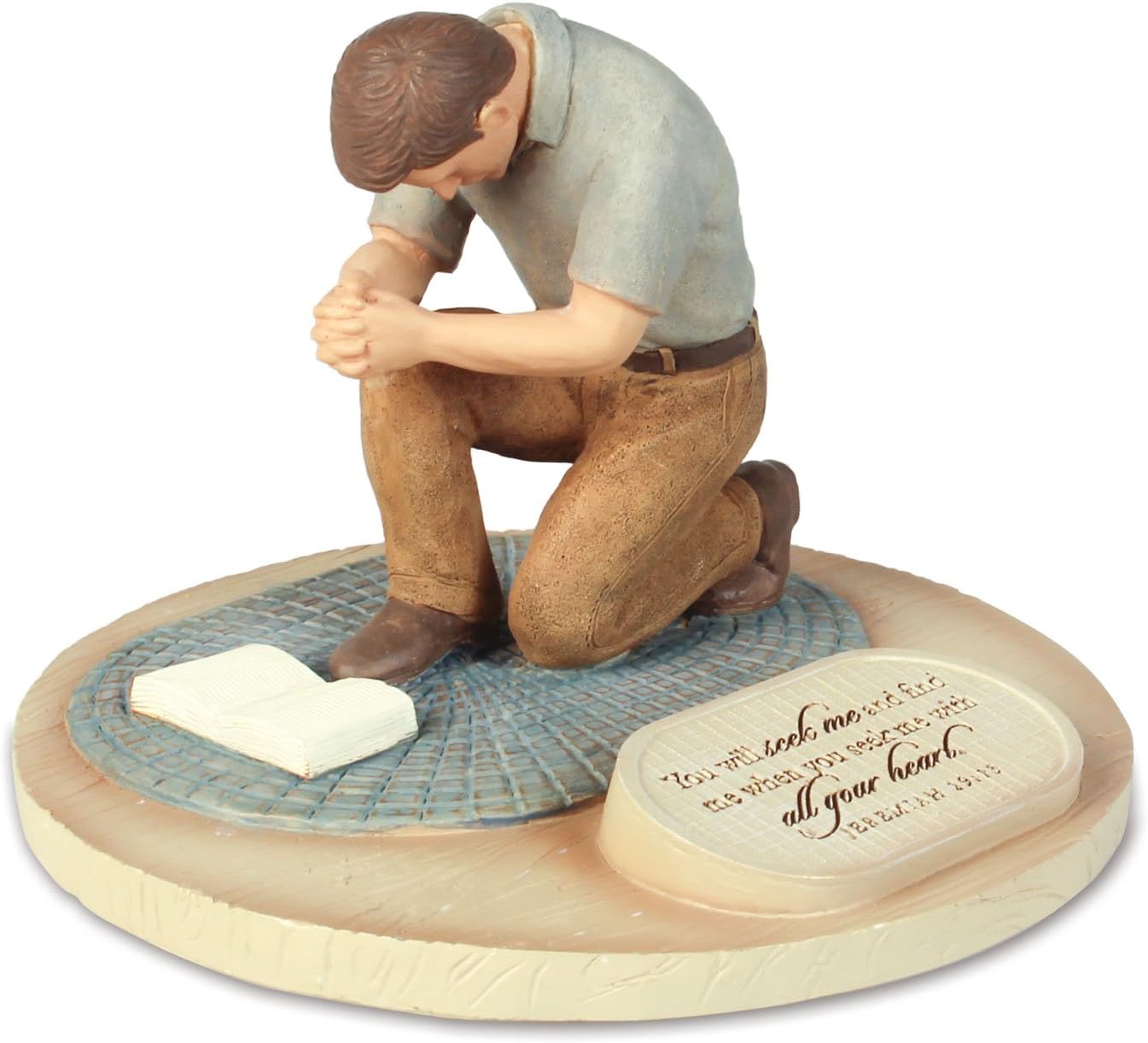 Lighthouse Christian Products Devoted Praying Man Sculpture, 6 x 6 x 4