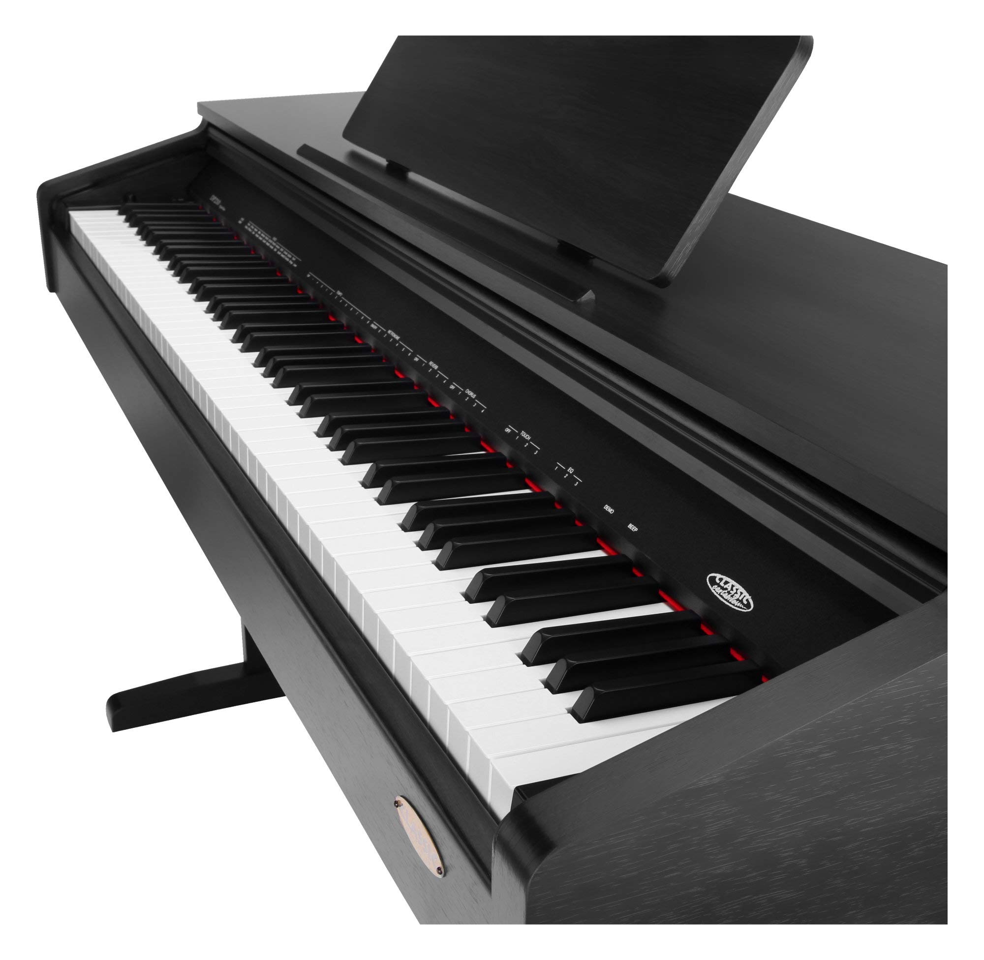 Classic Cantabile DP-210 SM E-Piano SET Piano numérique 88 touches mécaniques, sorties casque, USB, métronome, 3 pédales, noir