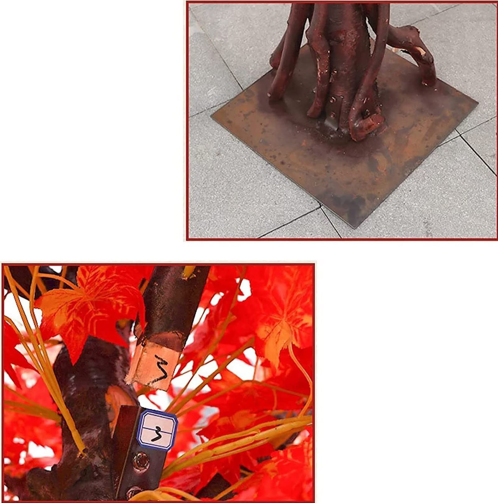 Cerezos en flor artificiales Arces rojos artificiales Planta artificial Seda primavera Flor de durazno Flores falsas Arreglos para la decoración de la casa de la boda Interior,Naranja,2X1.5M
