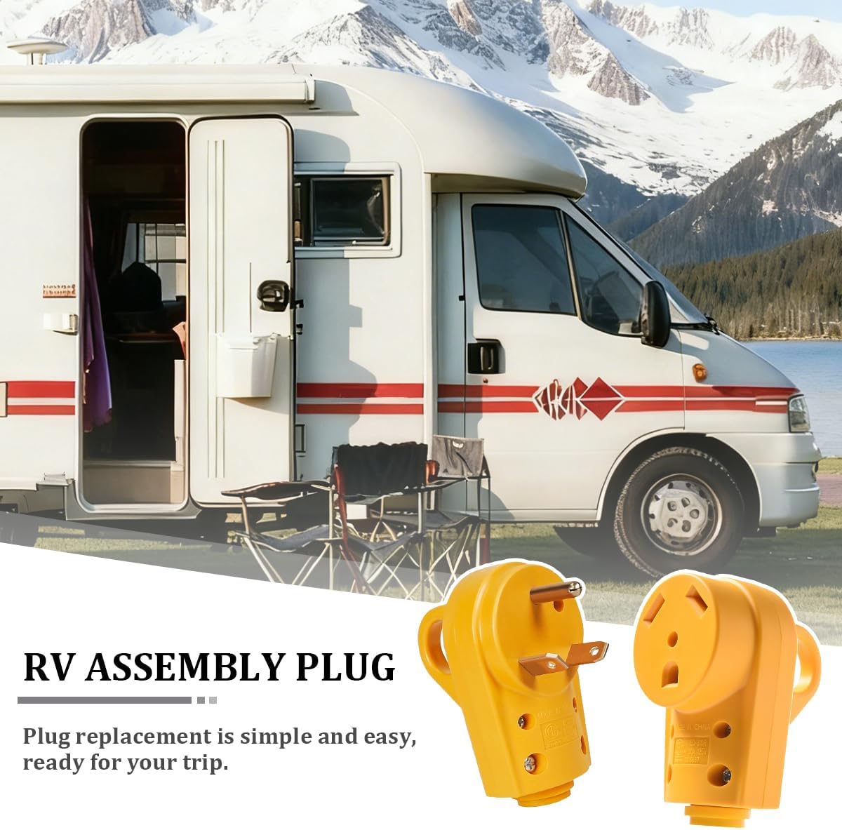 30 A 125 V TT-30P Male RV Plug with Grip Handle, Yellow image 5