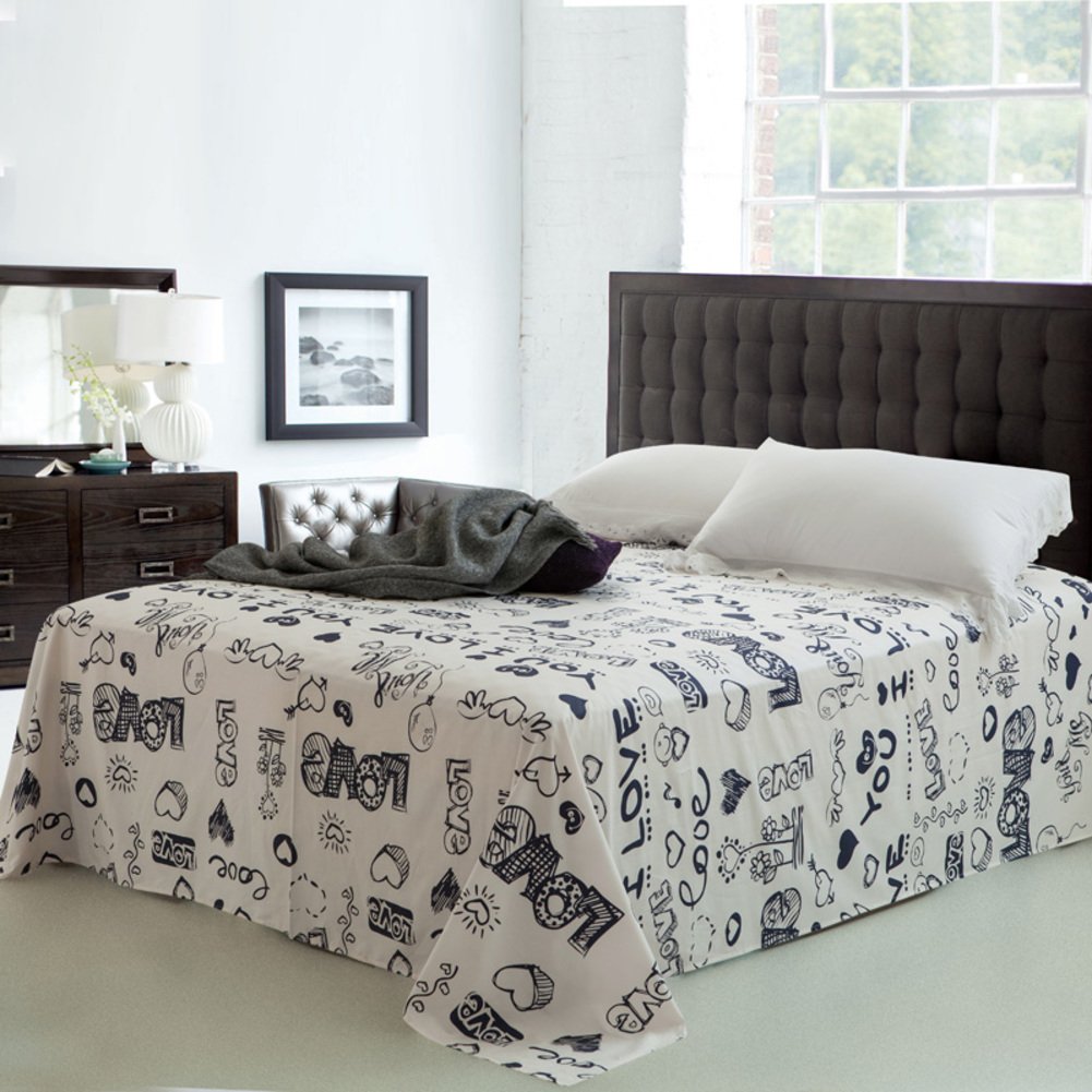 Toile de coton drap plat single rembourré 230x250cm couvre-lit frais