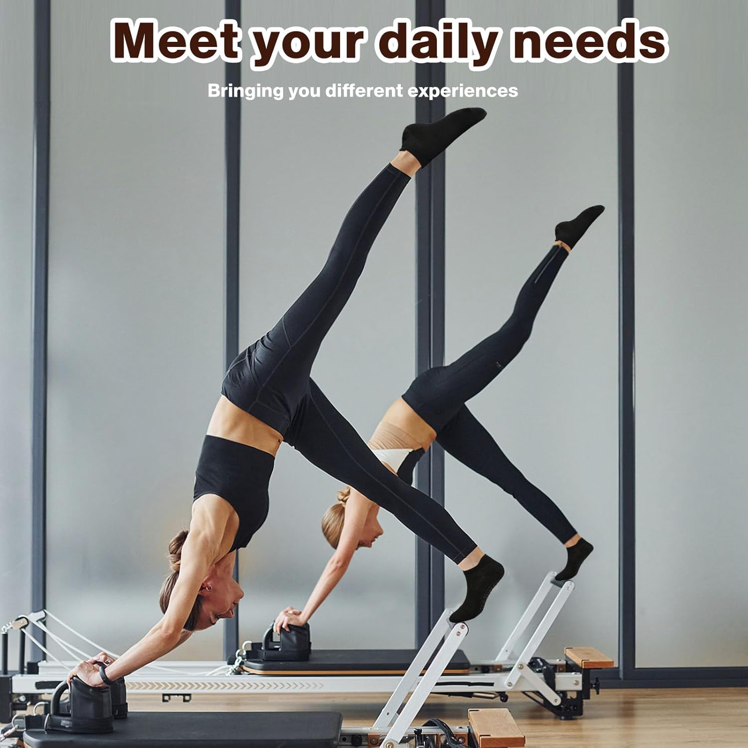10 Pairs Grip Pilates Socks for Women Grip Socks Non-slip Yoga Athletic Sock for Yoga Ballet Barefoot Workout Hospital Gym Athletic - Image 2